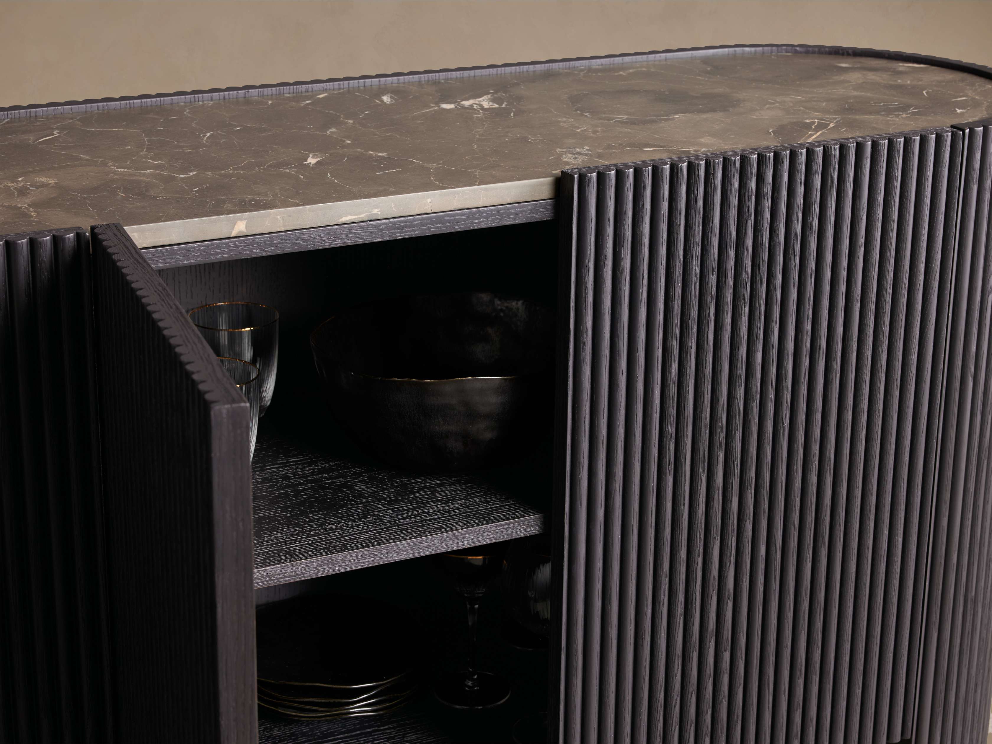 Flore Marmorplatte Buffet Sideboard Holz Eingänge Schrank Wohnzimmer Medienschrank TV-Schrank