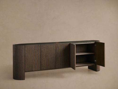 Flore Marble Stone Top Buffet Sideboard Wood Entryways Cabinet Living Media TV Cabinet