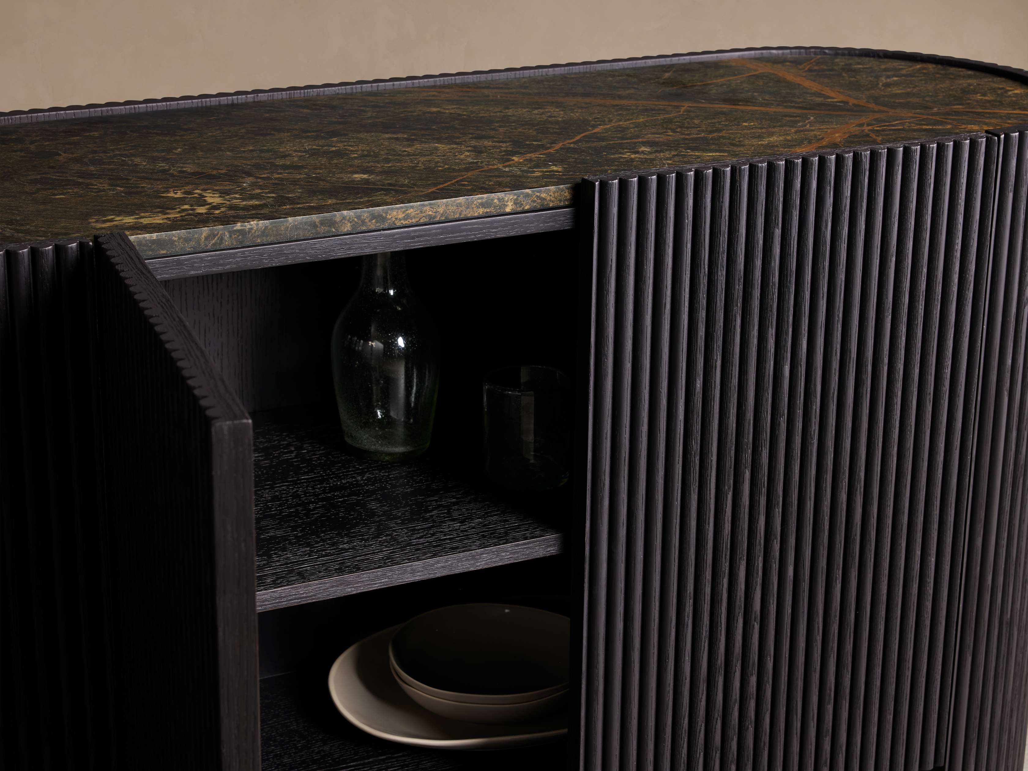 Flore Marmorplatte Buffet Sideboard Holz Eingänge Schrank Wohnzimmer Medienschrank TV-Schrank