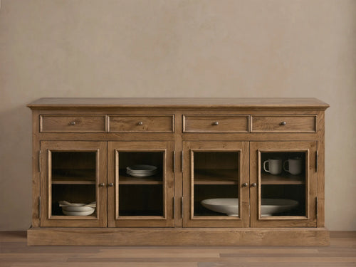 Kensington Reclaimed Glass Buffet-Rustic Farmhouse Reclaimed Wood Cabinet