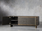 Mihaela Oak Media Console Wood Entertainment Centers Modern Retro TV Stands Storage Cabinet