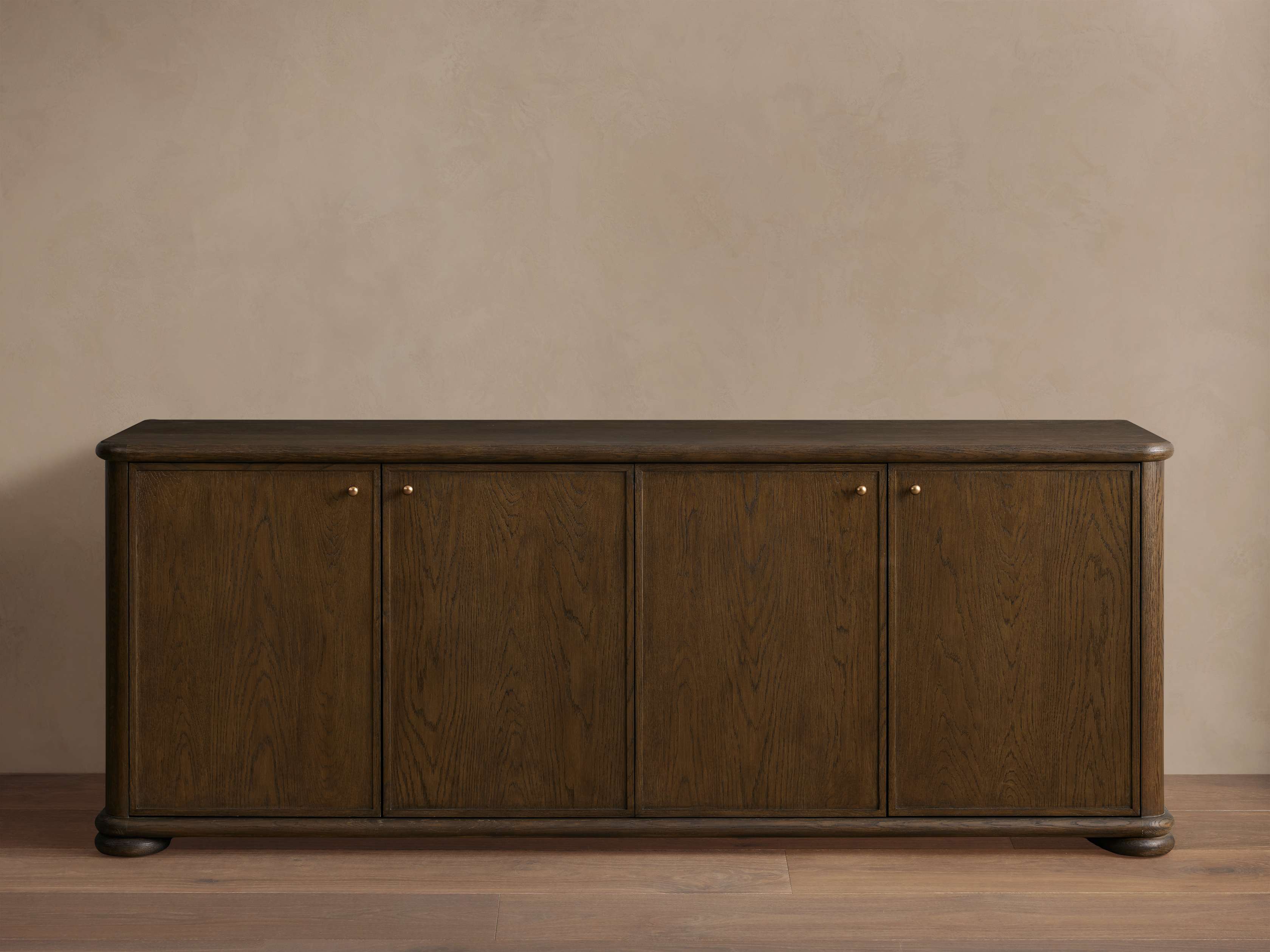 Warby Oak Sideboard, Anrichte, Aufbewahrungsschrank, Mokka, Medien-TV-Schrank, Holz, vier Türen, Eingangsbereichsschrank