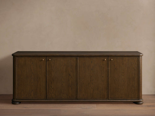 Warby Oak Sideboard Buffet Storage Cabinet Mocha Media TV Cabinet Wood Four Doors Entryway Cabinet