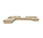 Luxury Modular Sofa with Karst-Inspired Sculptural Design & Polished Brass Frame