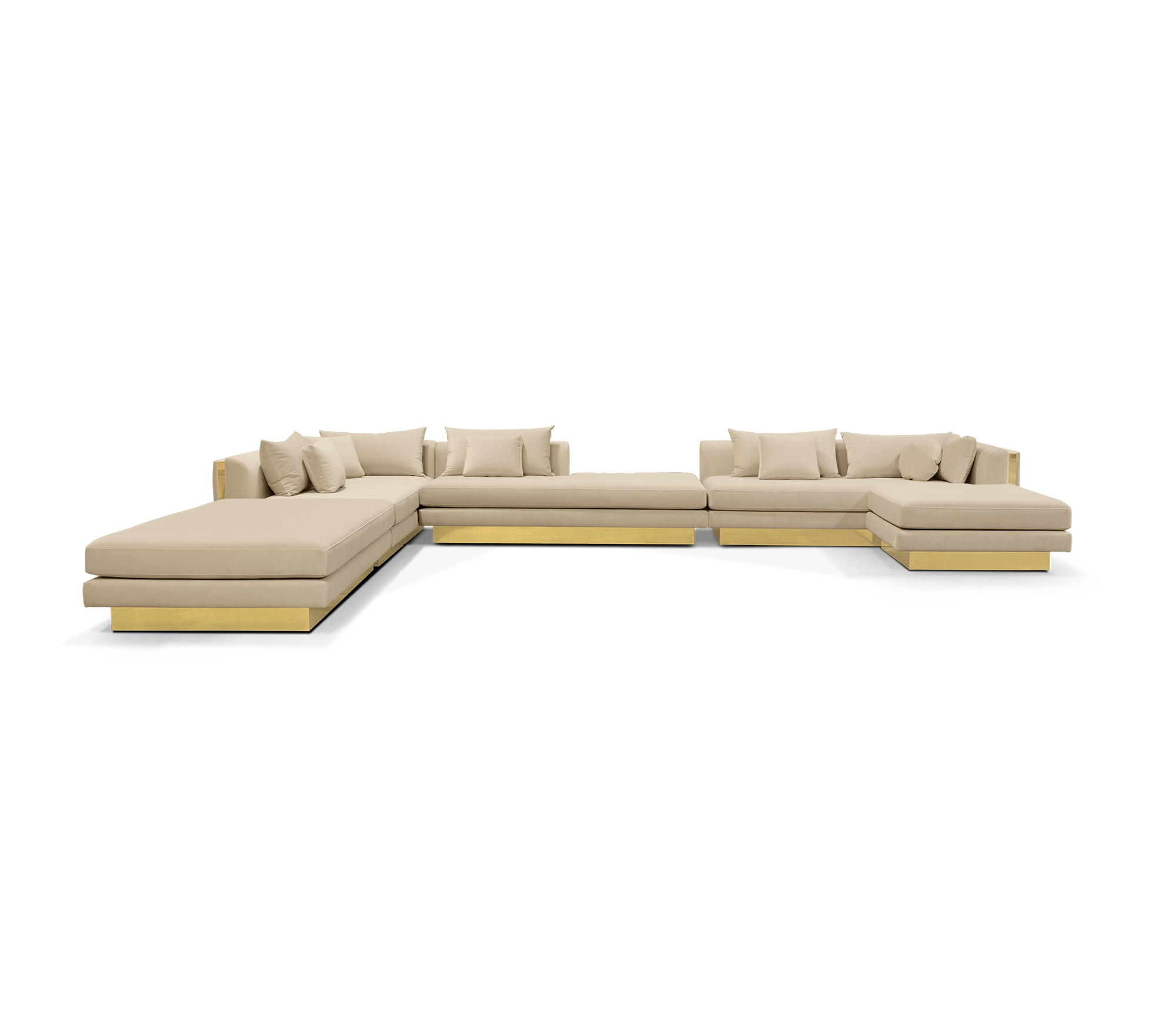 Luxury Modular Sofa with Karst-Inspired Sculptural Design & Polished Brass Frame