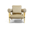 Luxury Sculptural Armchair with Polished Hammered Brass Legs & Curved Upholstery Design