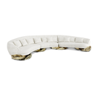Luxury Sculptural Curved Sofa with Polished Hammered Brass Base & Organic Design
