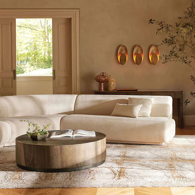 Toluca Wood Coffee Table with Guanacaste Wood Veneers & Metal Base Cocktail Table Living Room Center Tea Table