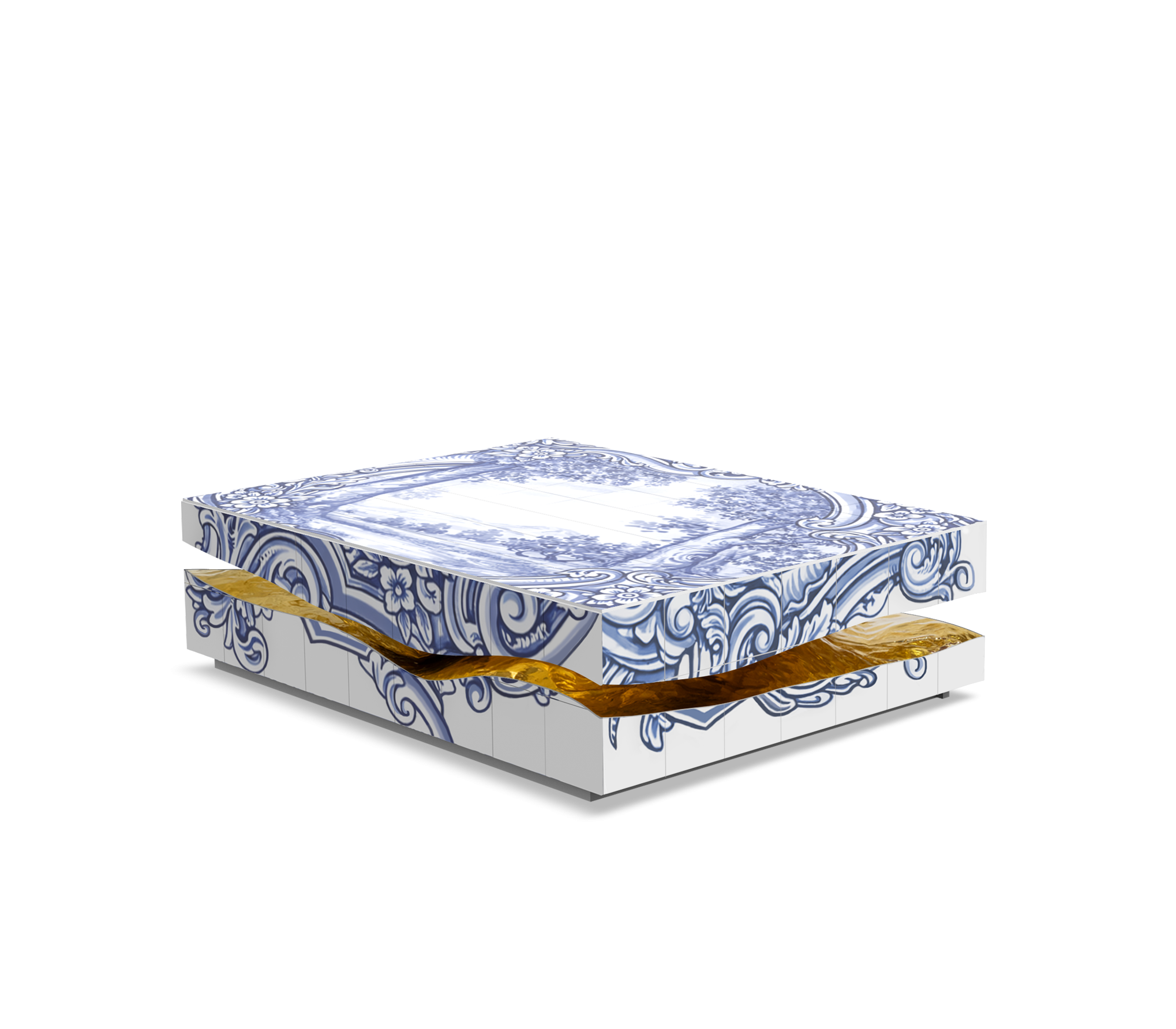 Luxury Carrara Marble Coffee Table with Sculptural Brass Frame & Organic Design