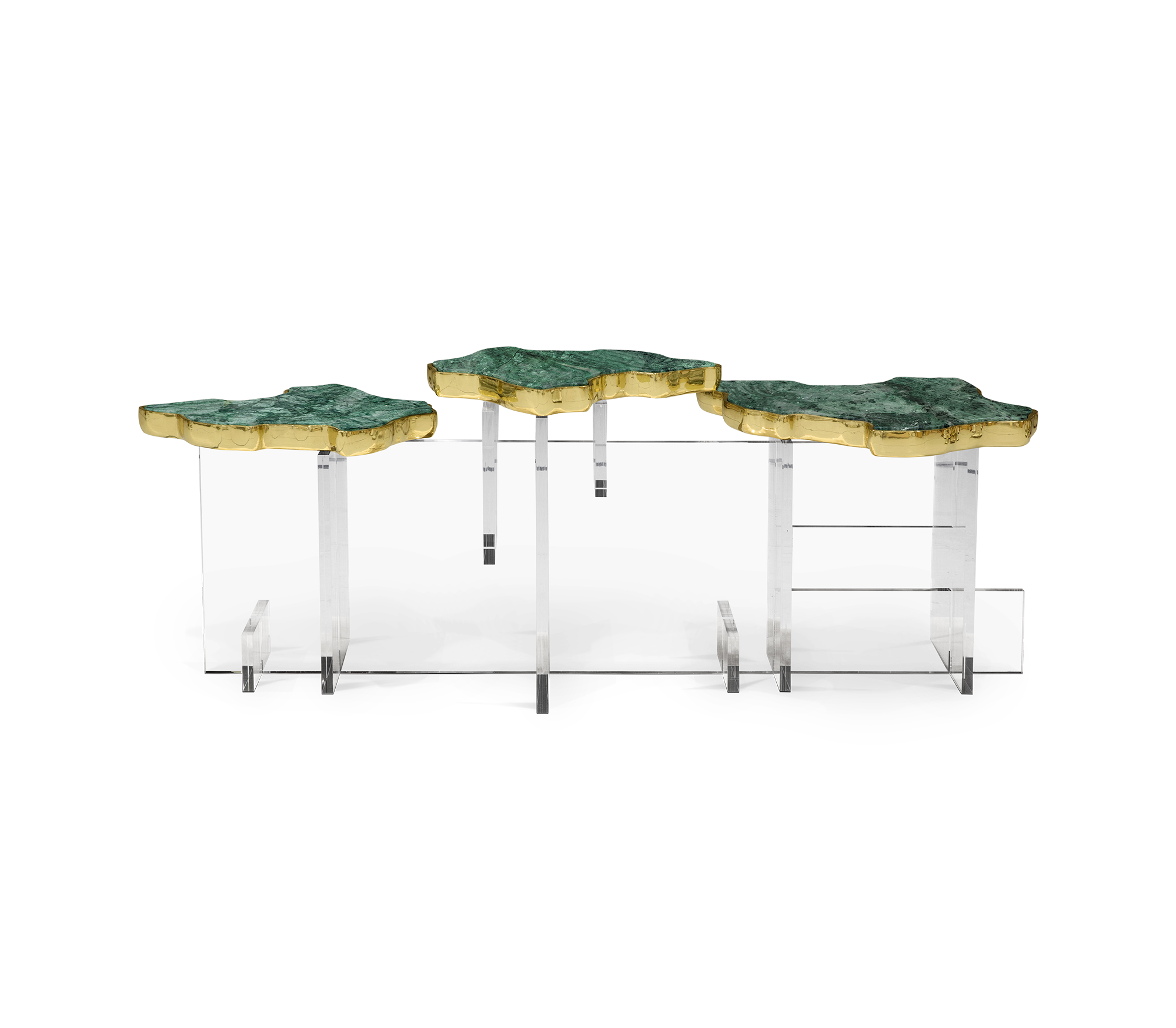 Luxury Designer Coffee Table with Hand-Painted Artistic Top & Sculptural Brass Base