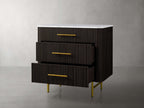 Finnley Bedroom Marble Top Nightside Table Living Three-Drawer Chest Wood Nightstands Bedside Table