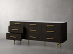 Finnley Natural Marble Stone Top Nine-Drawer Dresser White Oak Wood Drawer Chest Cabinet
