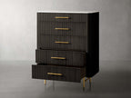 Finnley Marble Top Five-Drawer Dresser Wood Drawer Chest Cabinet