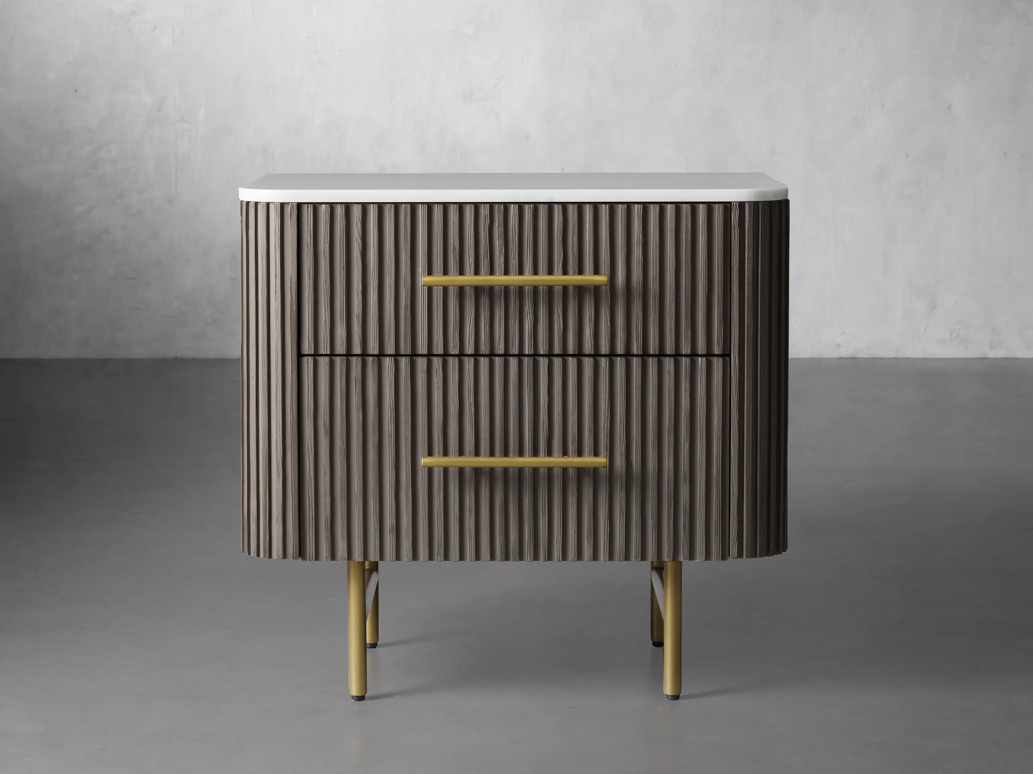 Finnley Closed Nightstand Solid Wood 2 Drawer Bedside Table for Modern Bedroom