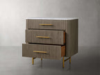 Finnley Bedroom Marble Top Nightside Table Living Three-Drawer Chest Wood Nightstands Bedside Table
