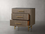 Finnley Bedroom Marble Top Nightside Table Living Three-Drawer Chest Wood Nightstands Bedside Table