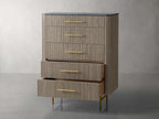 Finnley Marble Top Five-Drawer Dresser Wood Drawer Chest Cabinet