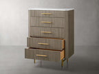Finnley Marble Top Five-Drawer Dresser Wood Drawer Chest Cabinet