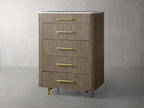 Finnley Marble Top Five-Drawer Dresser Wood Drawer Chest Cabinet