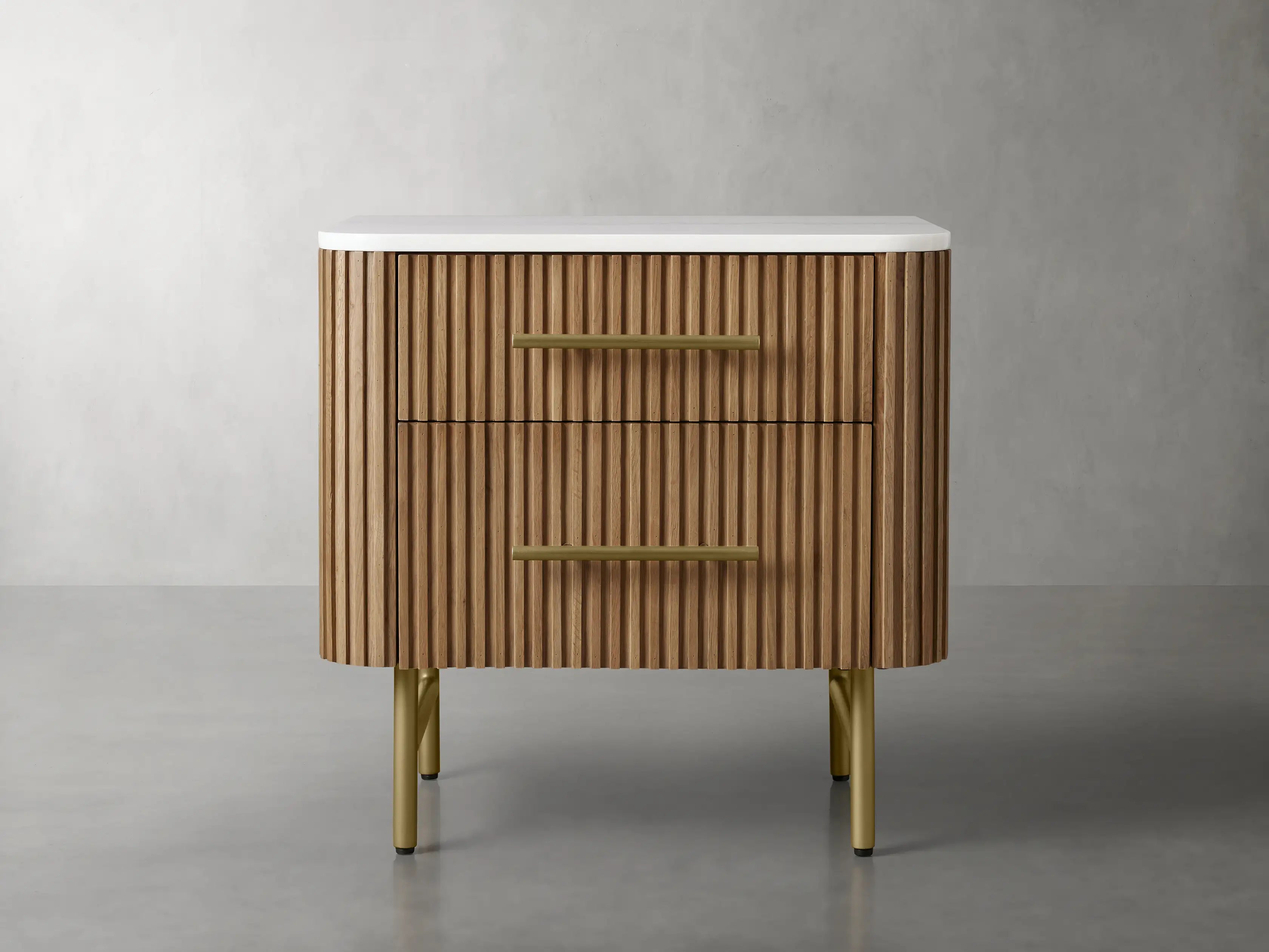 Finnley Closed Nightstand Solid Wood 2 Drawer Bedside Table for Modern Bedroom
