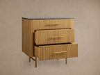Finnley Bedroom Marble Top Nightside Table Living Three-Drawer Chest Wood Nightstands Bedside Table
