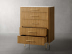 Finnley Marble Top Five-Drawer Dresser Wood Drawer Chest Cabinet