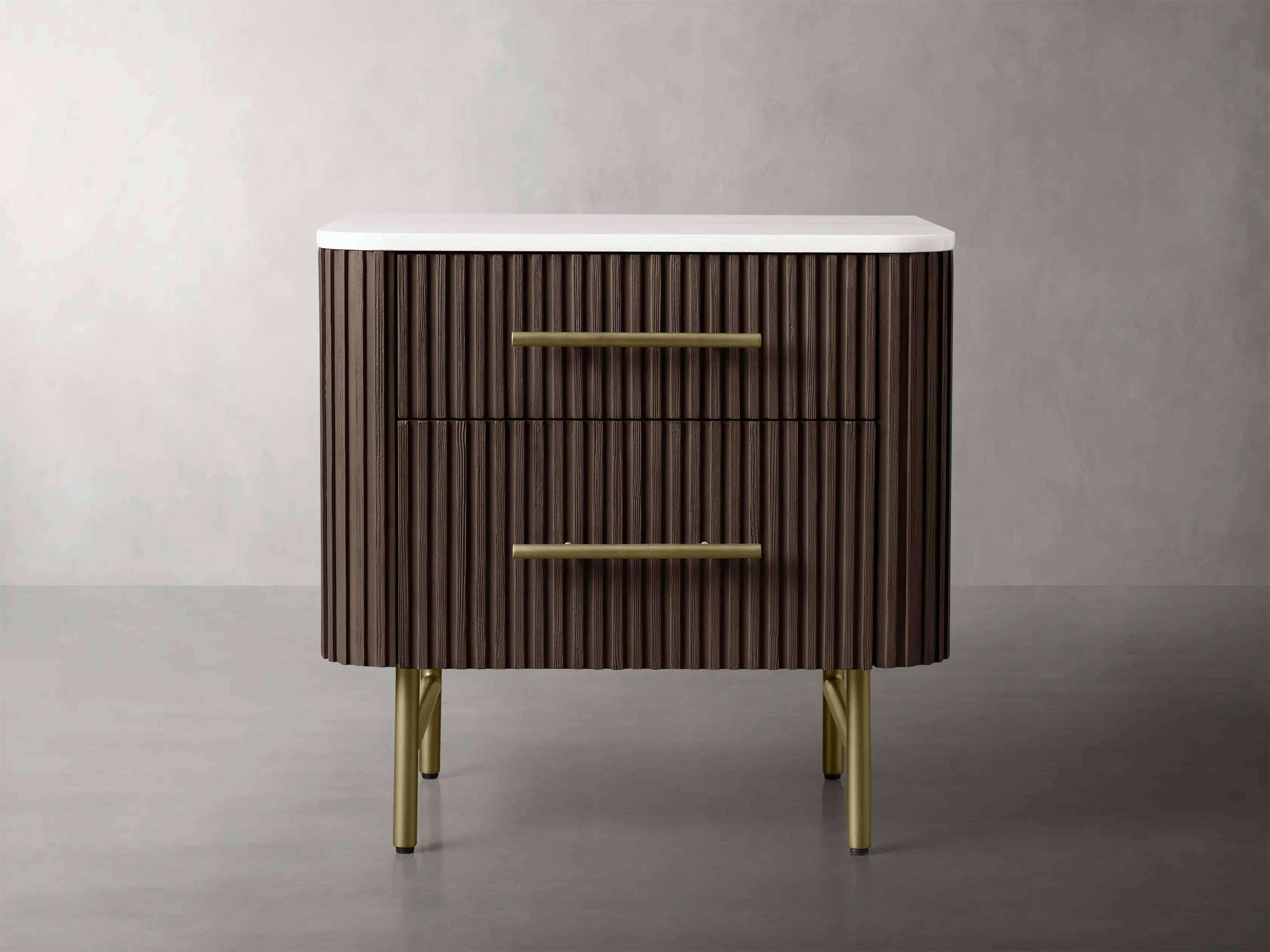 Finnley Closed Nightstand Solid Wood 2 Drawer Bedside Table for Modern Bedroom