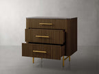Finnley Bedroom Marble Top Nightside Table Living Three-Drawer Chest Wood Nightstands Bedside Table