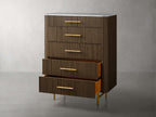 Finnley Marble Top Five-Drawer Dresser Wood Drawer Chest Cabinet