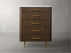 Finnley Marble Top Five-Drawer Dresser Wood Drawer Chest Cabinet