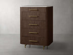 Finnley Marble Top Five-Drawer Dresser Wood Drawer Chest Cabinet