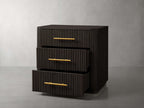 Finnley Wood Nightstand with Oak Veneers Bedroom Nightside Table 3 Drawer Cabinet