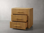 Finnley Wood Nightstand with Oak Veneers Bedroom Nightside Table 3 Drawer Cabinet