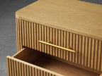 Finnley Wood Nightstand with Oak Veneers Bedroom Nightside Table 3 Drawer Cabinet