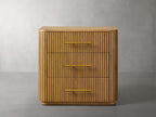 Finnley Wood Nightstand with Oak Veneers Bedroom Nightside Table 3 Drawer Cabinet