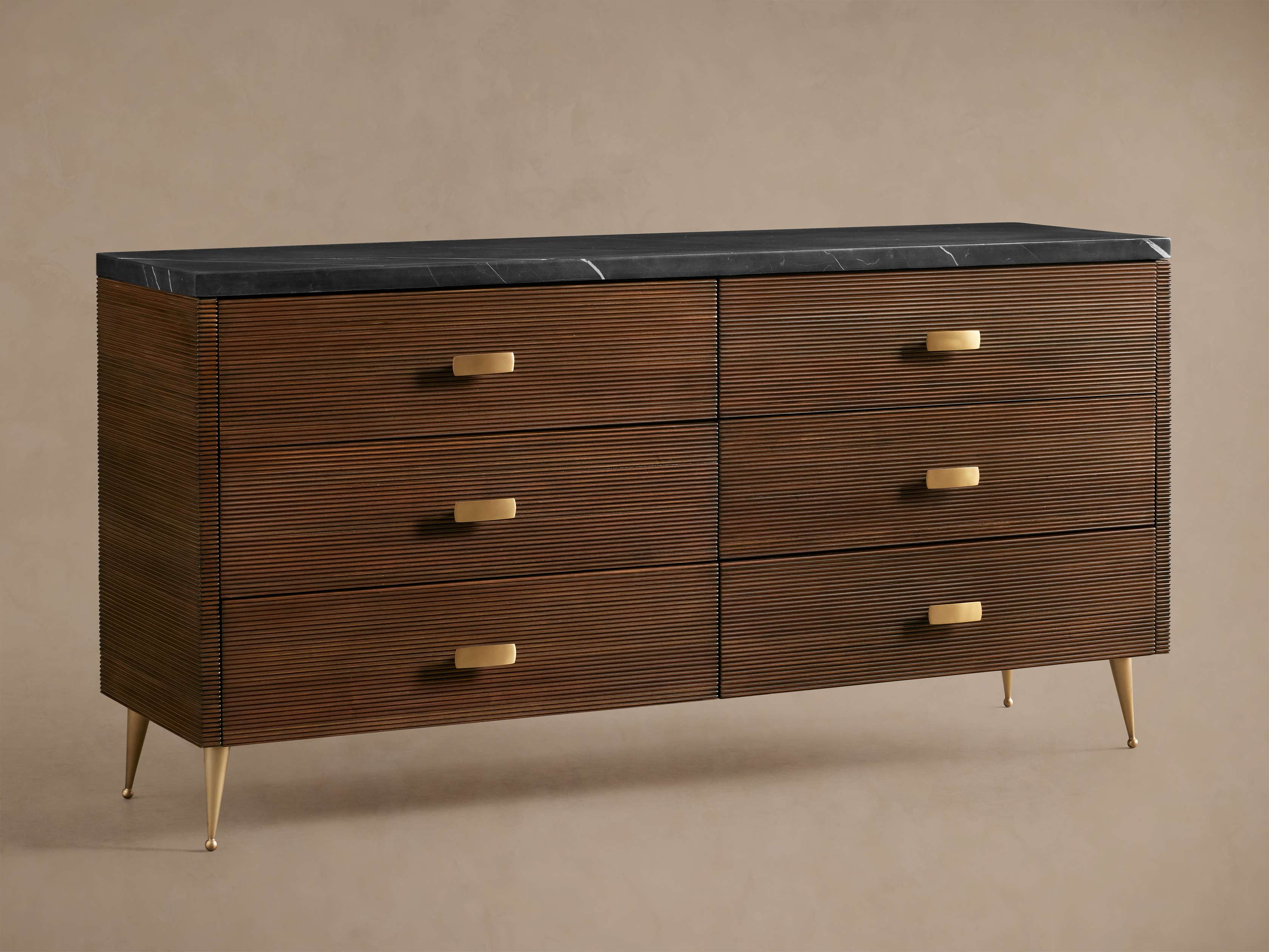 Giselle Vintage Living Six-Drawer Dresser Wood Entrance Storage Cabinet