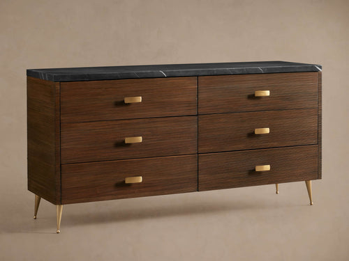 Giselle Vintage Living Six-Drawer Dresser Wood Entrance Storage Cabinet
