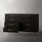 Finnley Wood Eight-Drawer Dresser with Marble or Bluestone Top Rural Chest Of 8-Drawers Cabinet