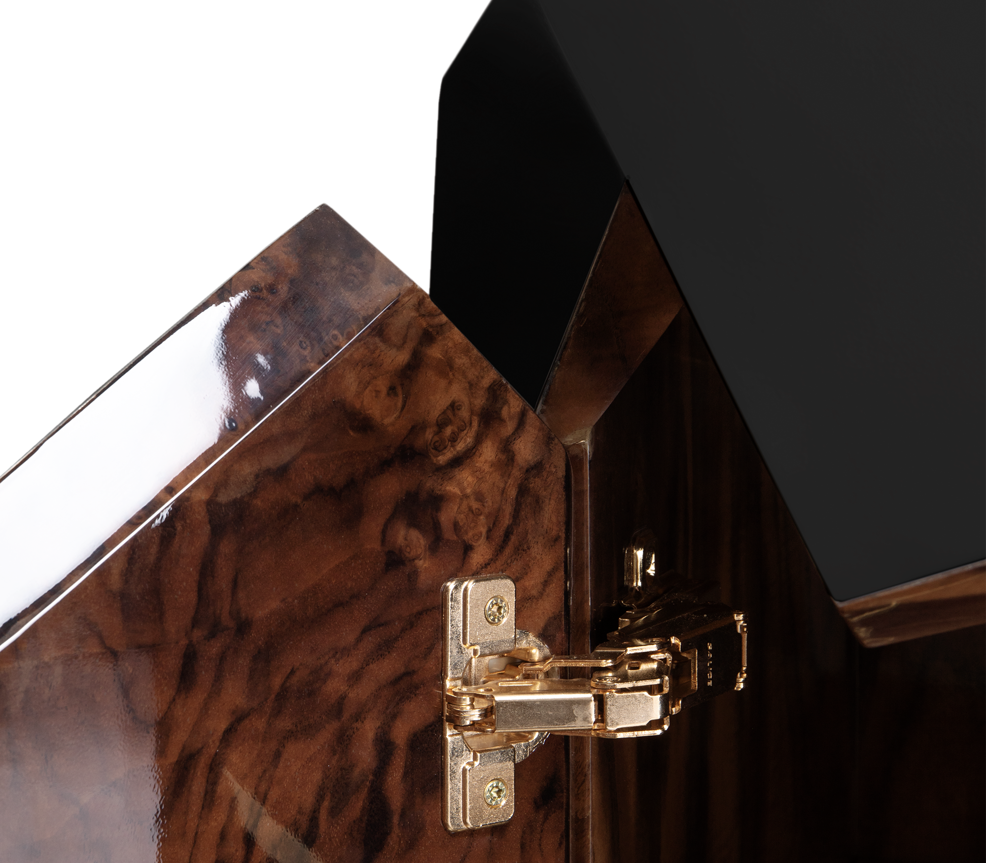 Luxury Black Faceted Sideboard Buffet Cabinet with Hidden Storage