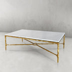 Thaddeus Metal Rectangle Marble Coffee Table Hand-Forged Living Sofa Center Tea Table