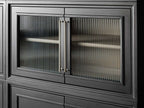 Rowan Modular Wall Unit Storage System Wood Tall Display Cabinet with Reeded Glass Doors