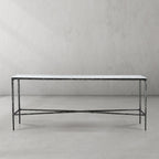 Thaddeus Metal Rectangle Marble Console Table Hand-Forged Entryways Entrance Table