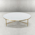 Thaddeus Metal Marble Round Coffee Table Hand-Forged Style O & X Living Sofa Center Tea Table