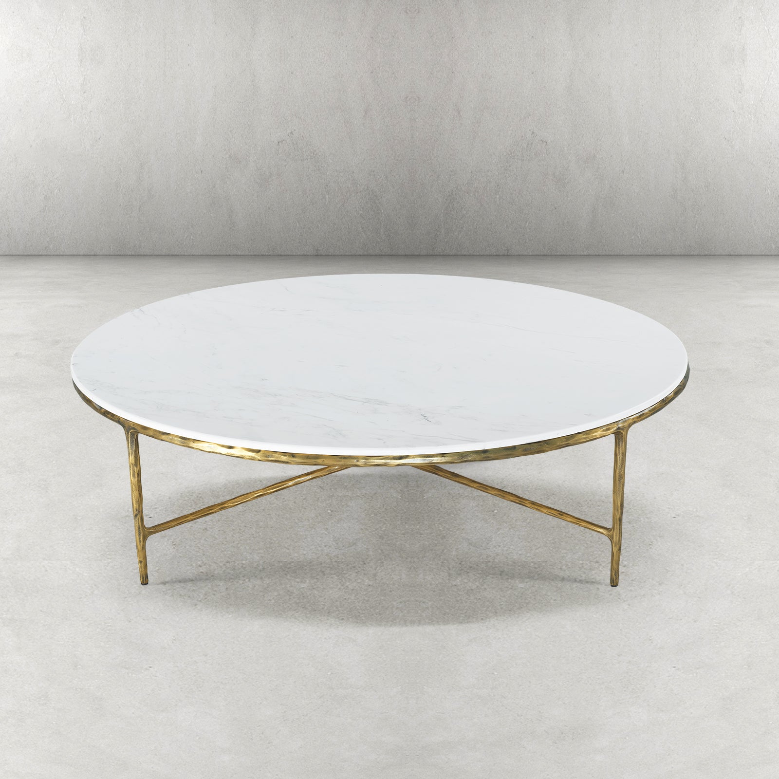 Thaddeus Metal Marble Round Coffee Table Hand-Forged Style O & X Living Sofa Center Tea Table