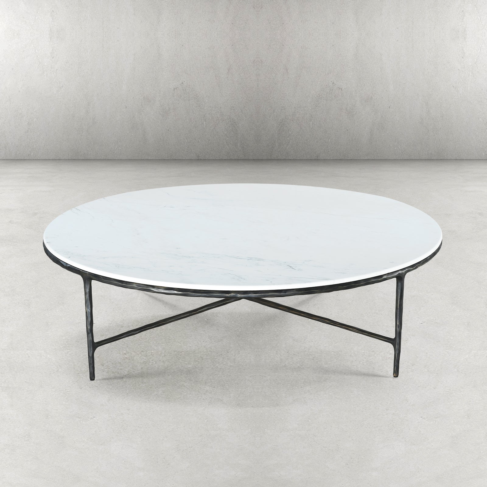 Thaddeus Metal Marble Round Coffee Table Hand-Forged Style O & X Living Sofa Center Tea Table