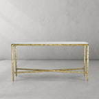 Thaddeus Metal Rectangle Marble Console Table Hand-Forged Entryways Entrance Table