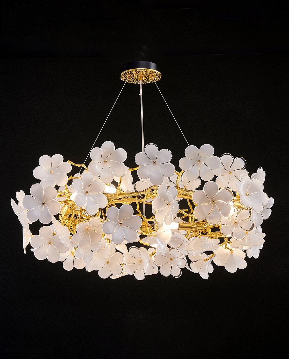 26-42 Inch Round Chandelier Modern White Flower Chandelier for Residence