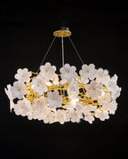26-42 Inch Round Chandelier Modern White Flower Chandelier for Residence