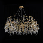 Lustre rond moderne en verre en forme de larme, de 61 à 102 cm (24 à 40 pouces), pour salon.