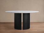Saint Germain Round Dining Table with Marble Top Wood Dauphine Base